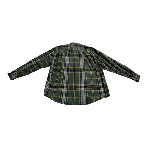 Eddie Bauer Vintage Flannel Button Down Regular Fit Plaid Green Mens Large - Picture 4 of 11